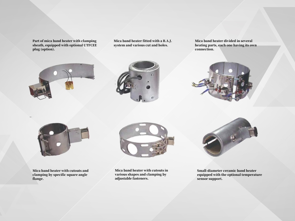 Part of mica band heater with clamping sheath, equipped with optional UTFCEE plug (option).