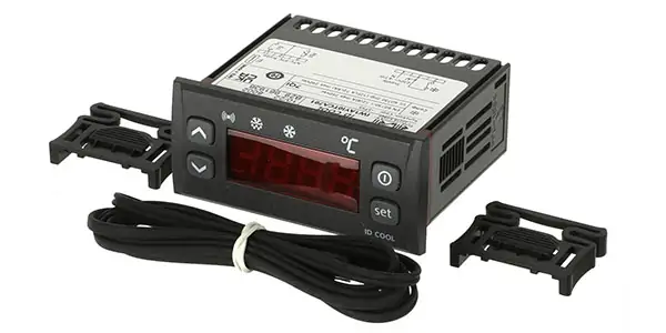 Image of a digital temperature controller with an LED display.