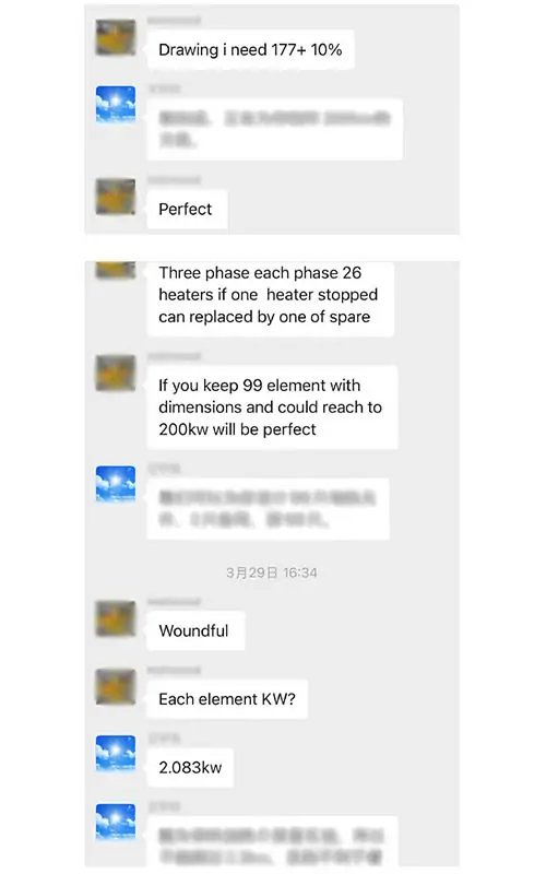 Chat screenshot showing the initial inquiry and needs analysis.