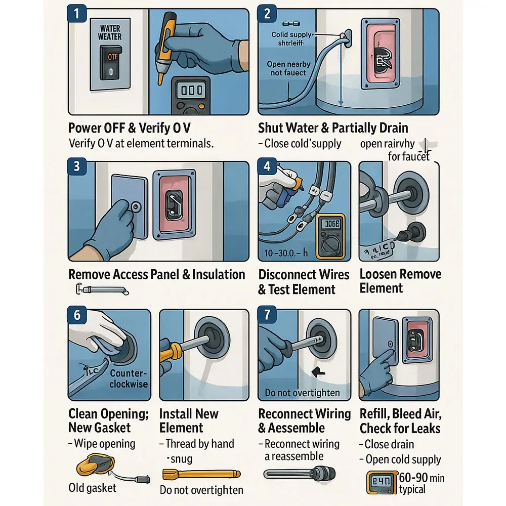 Step-by-step collage for element replacement