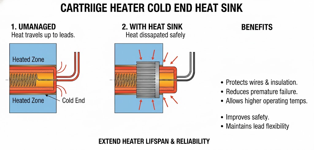 Cartridge heater cold end cooling