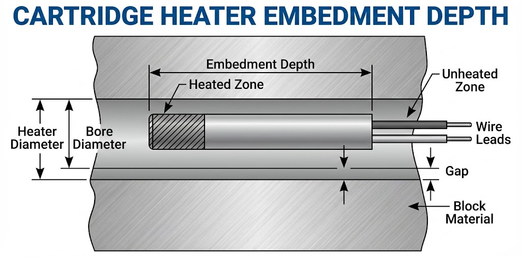 Cartridge heater embedment