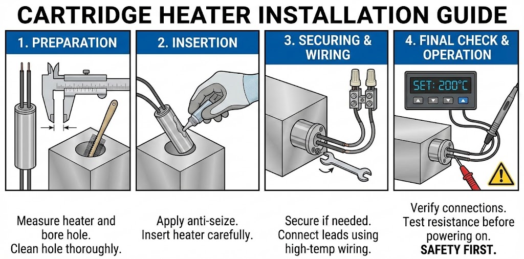 Cartridge heater installation