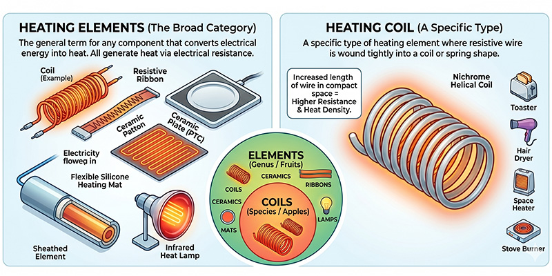 The Difference Between a Heating Coil and a Heating Element