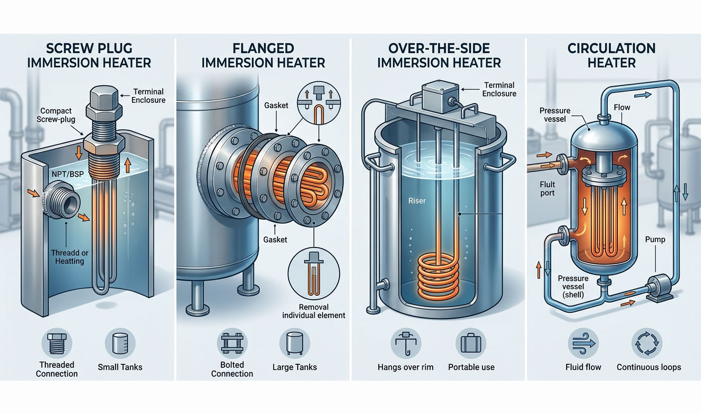 Immersion heater installation type 1